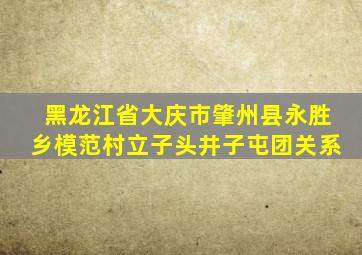 黑龙江省大庆市肇州县永胜乡模范村立子头井子屯团关系