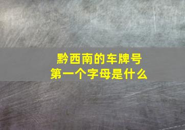 黔西南的车牌号第一个字母是什么