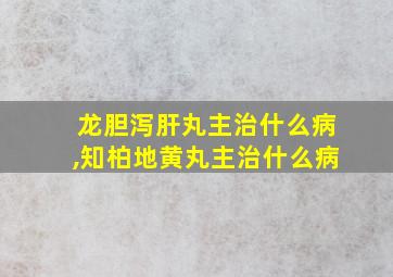 龙胆泻肝丸主治什么病,知柏地黄丸主治什么病