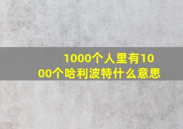 1000个人里有1000个哈利波特什么意思