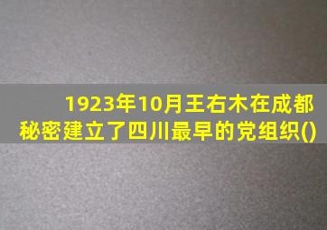 1923年10月王右木在成都秘密建立了四川最早的党组织()