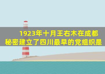 1923年十月王右木在成都秘密建立了四川最早的党组织是