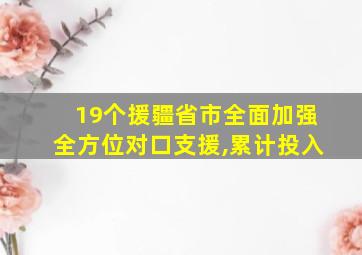 19个援疆省市全面加强全方位对口支援,累计投入