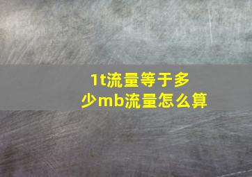 1t流量等于多少mb流量怎么算