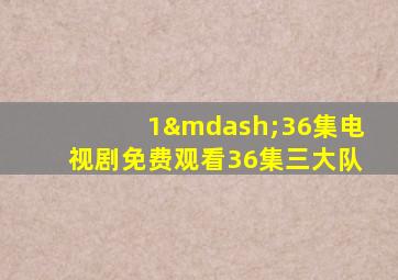 1—36集电视剧免费观看36集三大队