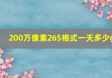 200万像素265格式一天多少g