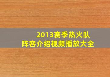 2013赛季热火队阵容介绍视频播放大全