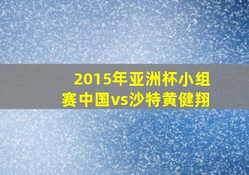 2015年亚洲杯小组赛中国vs沙特黄健翔