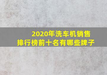 2020年洗车机销售排行榜前十名有哪些牌子