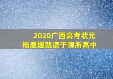 2020广西高考状元杨晨煜就读于哪所高中