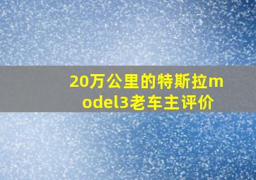 20万公里的特斯拉model3老车主评价