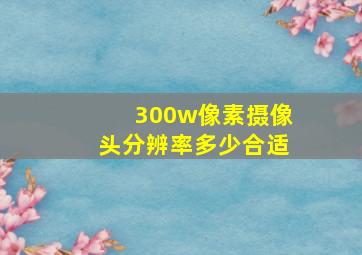 300w像素摄像头分辨率多少合适