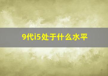 9代i5处于什么水平