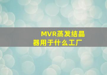 MVR蒸发结晶器用于什么工厂