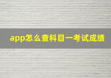 app怎么查科目一考试成绩