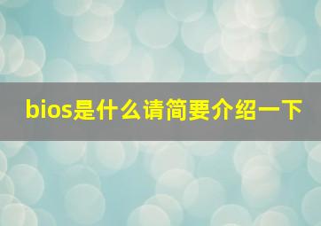 bios是什么请简要介绍一下