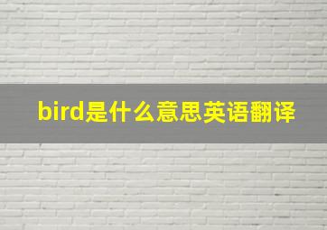 bird是什么意思英语翻译