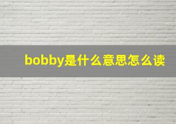 bobby是什么意思怎么读