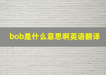 bob是什么意思啊英语翻译