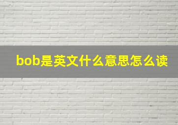 bob是英文什么意思怎么读