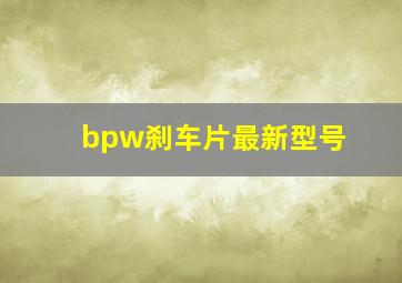 bpw刹车片最新型号