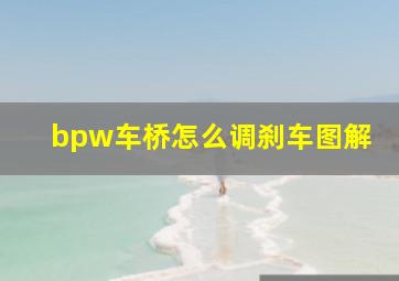 bpw车桥怎么调刹车图解