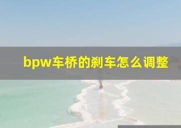 bpw车桥的刹车怎么调整