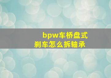 bpw车桥盘式刹车怎么拆轴承