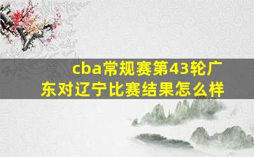 cba常规赛第43轮广东对辽宁比赛结果怎么样