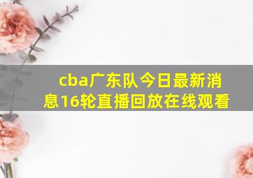 cba广东队今日最新消息16轮直播回放在线观看