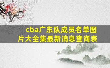 cba广东队成员名单图片大全集最新消息查询表