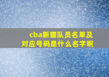 cba新疆队员名单及对应号码是什么名字啊