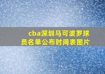 cba深圳马可波罗球员名单公布时间表图片