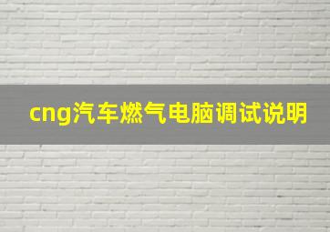 cng汽车燃气电脑调试说明