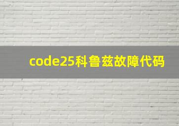 code25科鲁兹故障代码