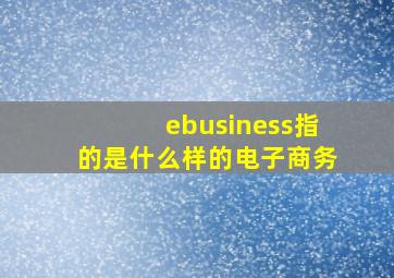 ebusiness指的是什么样的电子商务