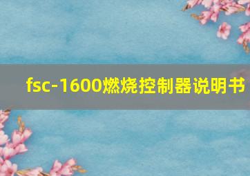 fsc-1600燃烧控制器说明书