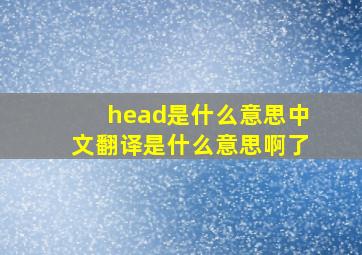 head是什么意思中文翻译是什么意思啊了