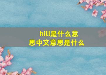 hill是什么意思中文意思是什么