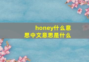 honey什么意思中文意思是什么