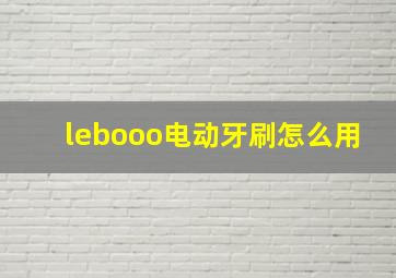 lebooo电动牙刷怎么用