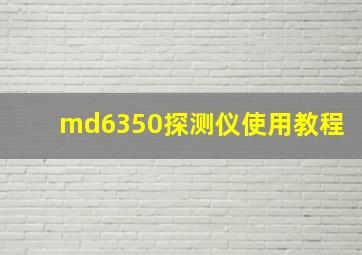 md6350探测仪使用教程