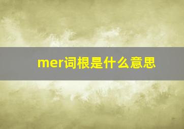 mer词根是什么意思