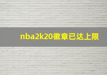 nba2k20徽章已达上限