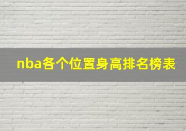 nba各个位置身高排名榜表