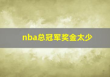 nba总冠军奖金太少