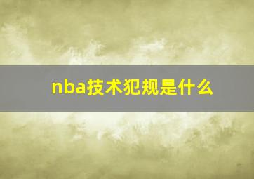 nba技术犯规是什么