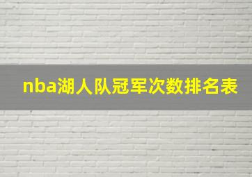 nba湖人队冠军次数排名表