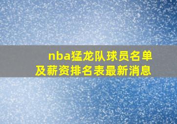 nba猛龙队球员名单及薪资排名表最新消息