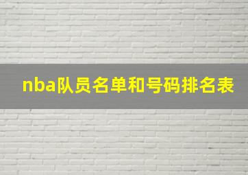 nba队员名单和号码排名表